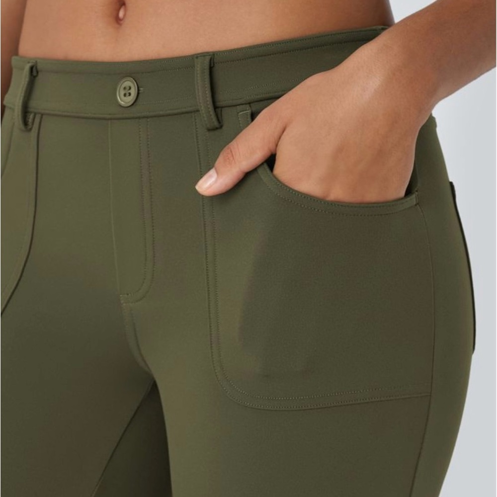 HALARA Green Boot Cut Pants with Sleek Fit - Picture 3 of 6